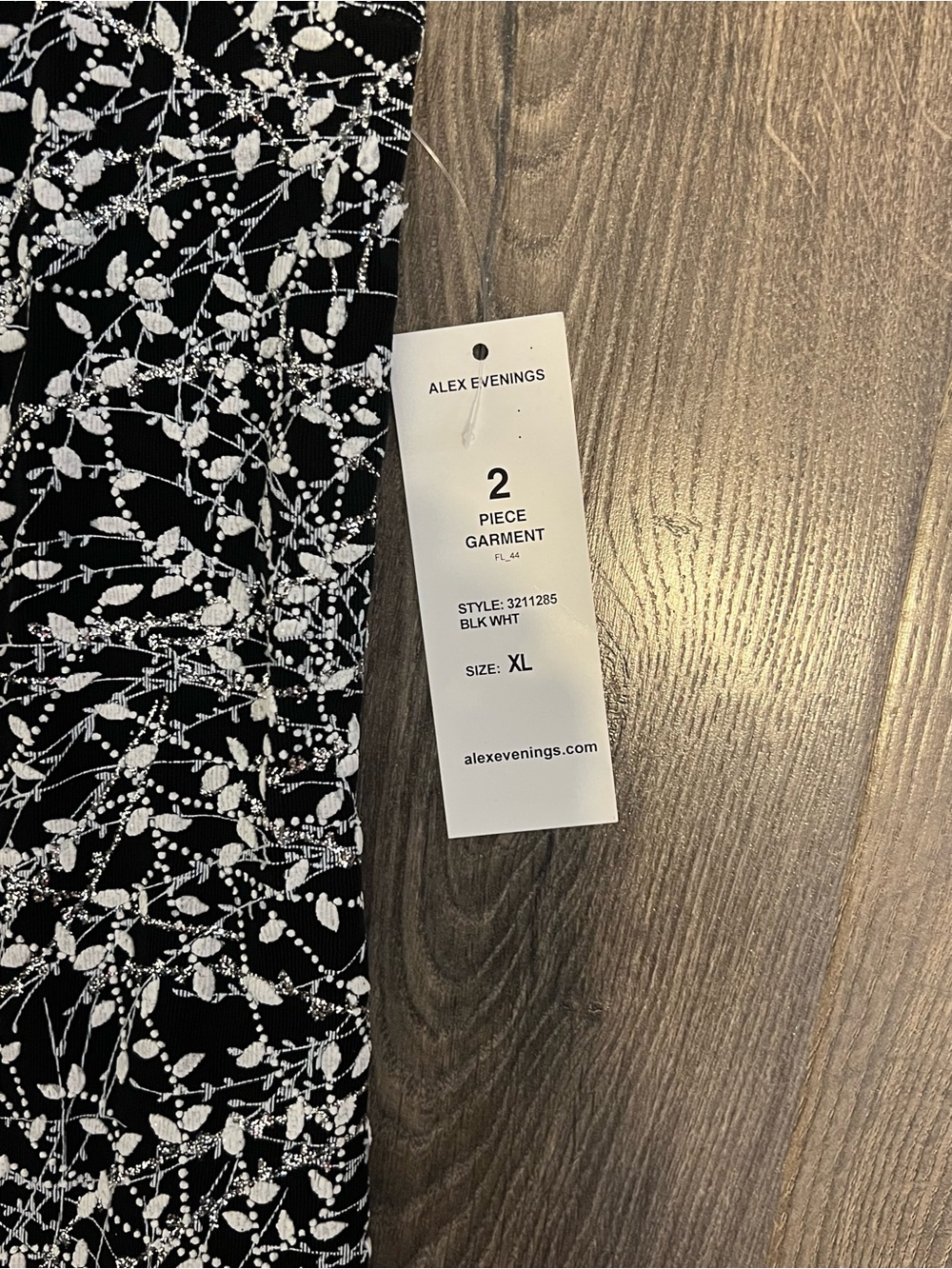 NWT Alex Evenings Metallic Shimmer Black White Embroidered Formal Top Size XL - Picture 9 of 11